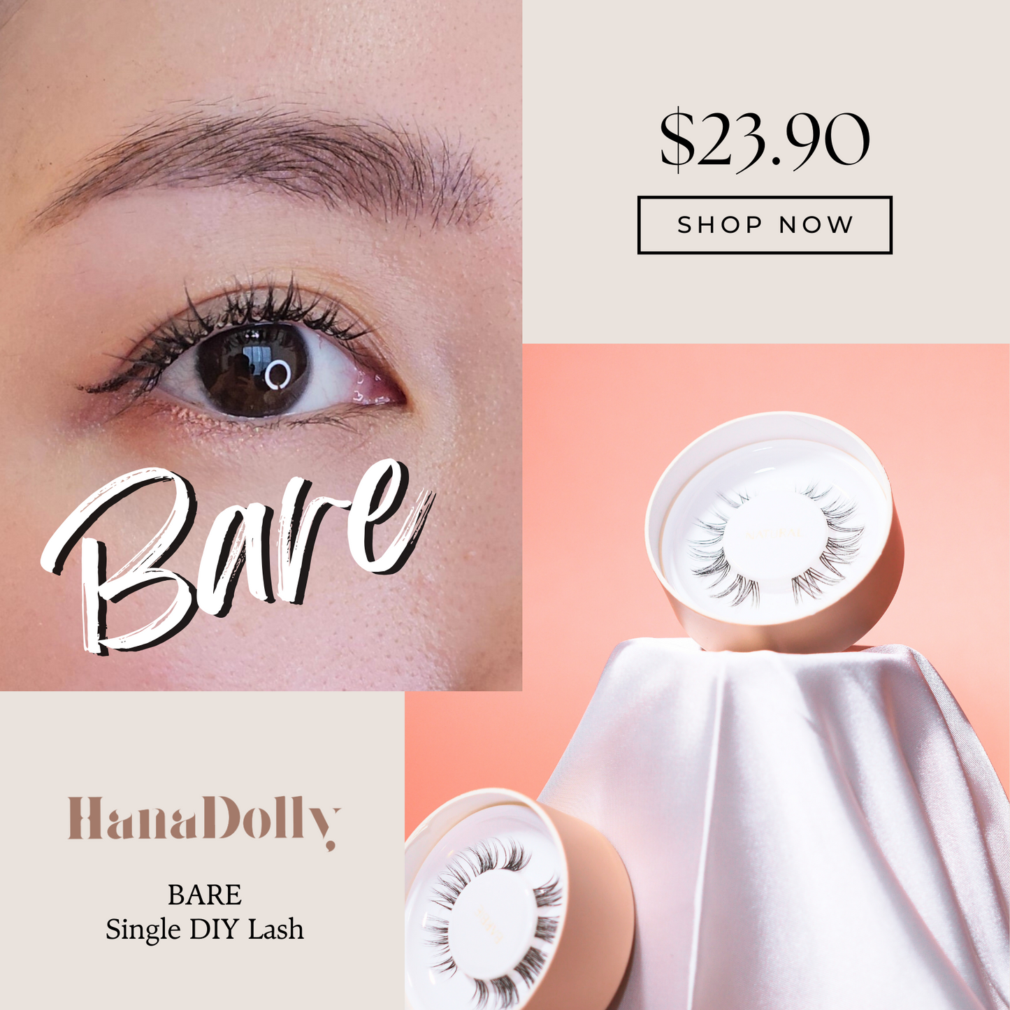 BARE - HanaDolly Single DIY Lashes for Asian Eyes