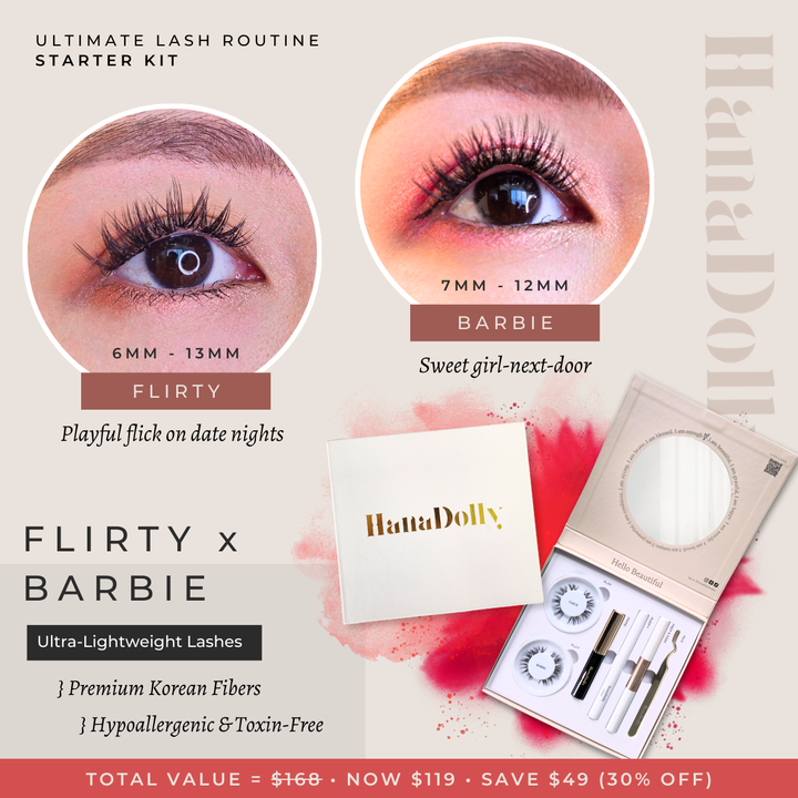 Flirty x Barbie Kit | Ultimate Lash Routine Starter Kit | HanaDolly DIY False Lashes