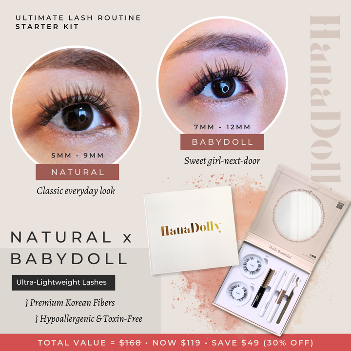 Natural x Babydoll Lash Kit | Ultimate Lash Routine Starter Kit | HanaDolly DIY False Lashes