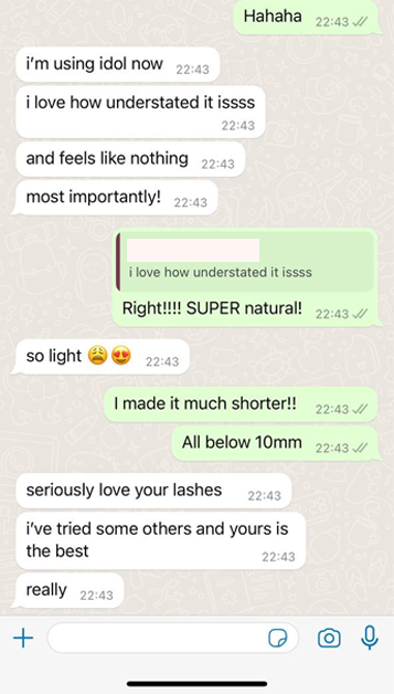 Customer review for hanadolly DIY lashes looking super natural and amazing